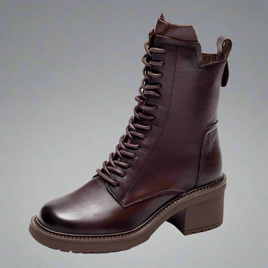GKTINOO Botas Femininas Couro de Vaca Salto Quadrado 6 cm