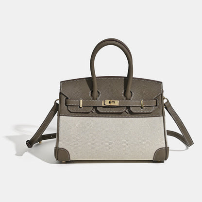 Jane Riviera 25 – Bolsa em Couro Genuíno Togo e Lona Platina