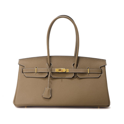 Jane Baguette – Bolsa 40 cm em Couro Genuíno Tipo Pebbled