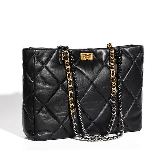 Aurora Chain Tote – Genuine Leather Handbag