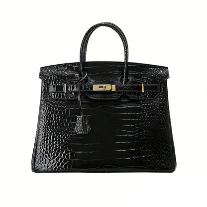 Jane Croco – Bolsa Estruturada em Couro Genuíno com Textura Crocodilo