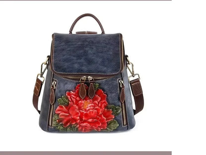 Matilde Vintage Floral Backpack - In Premium Genuine Leather