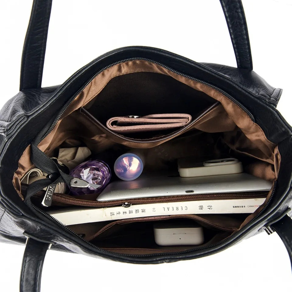 Grand sac à main pour femme en cuir PU souple, luxueux et élégant.