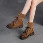 Botas de Couro Femininas Cano Médio Salto Quadrado