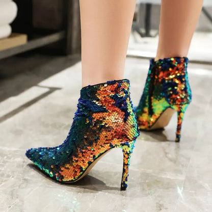 Sequin Ankle Boots