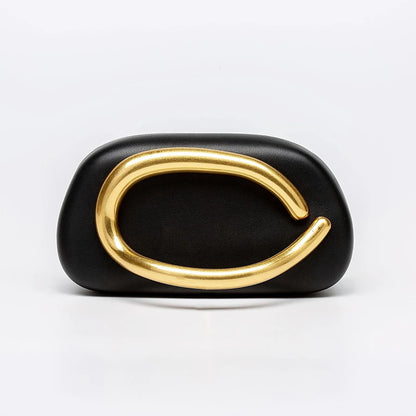 Clutch Rígida "Glamour" com Corrente e Detalhes em Gold