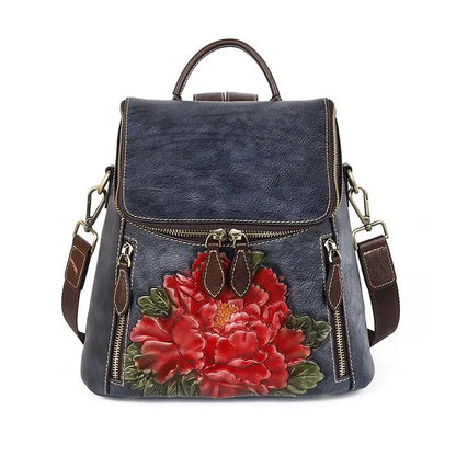 Matilde Vintage Floral Backpack - In Premium Genuine Leather