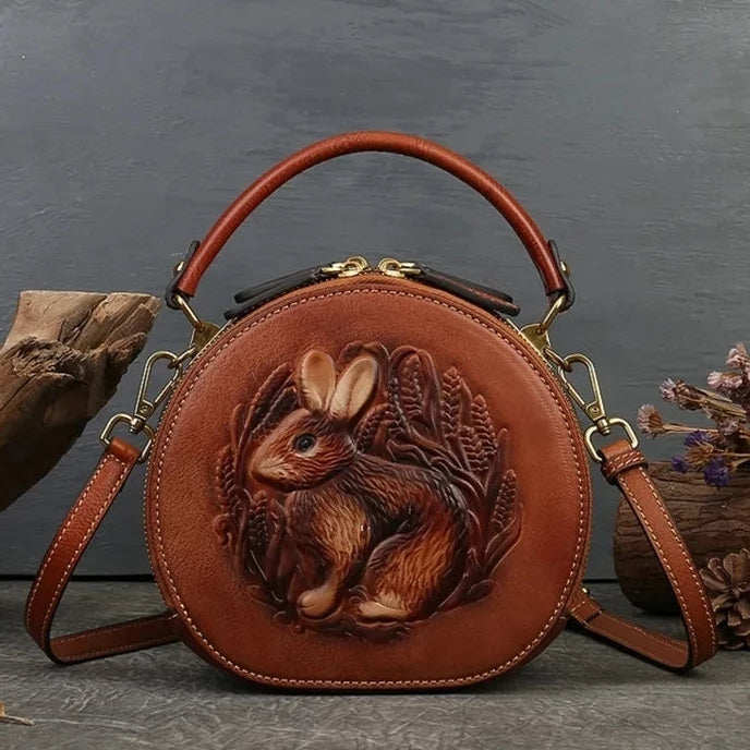 Sac rond vintage Colette – Fabriqué en cuir véritable de première qualité