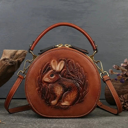 Sac rond vintage Colette – Fabriqué en cuir véritable de première qualité