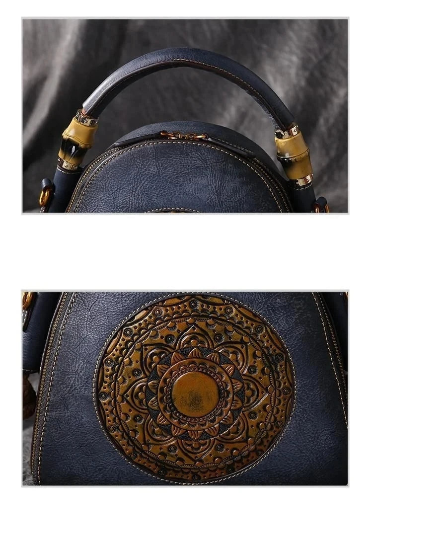 Mei Vintage Oriental Shell Bag - In Premium Genuine Leather