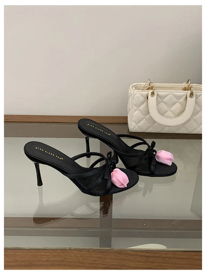 Valentina Satin - Mules Elegantes de Salto Femininas