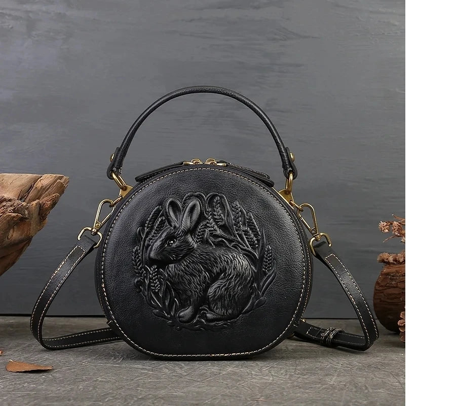 Sac rond vintage Colette – Fabriqué en cuir véritable de première qualité