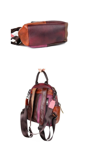 Diana Vintage Patchwork Backpack – In Premium Genuine Leather