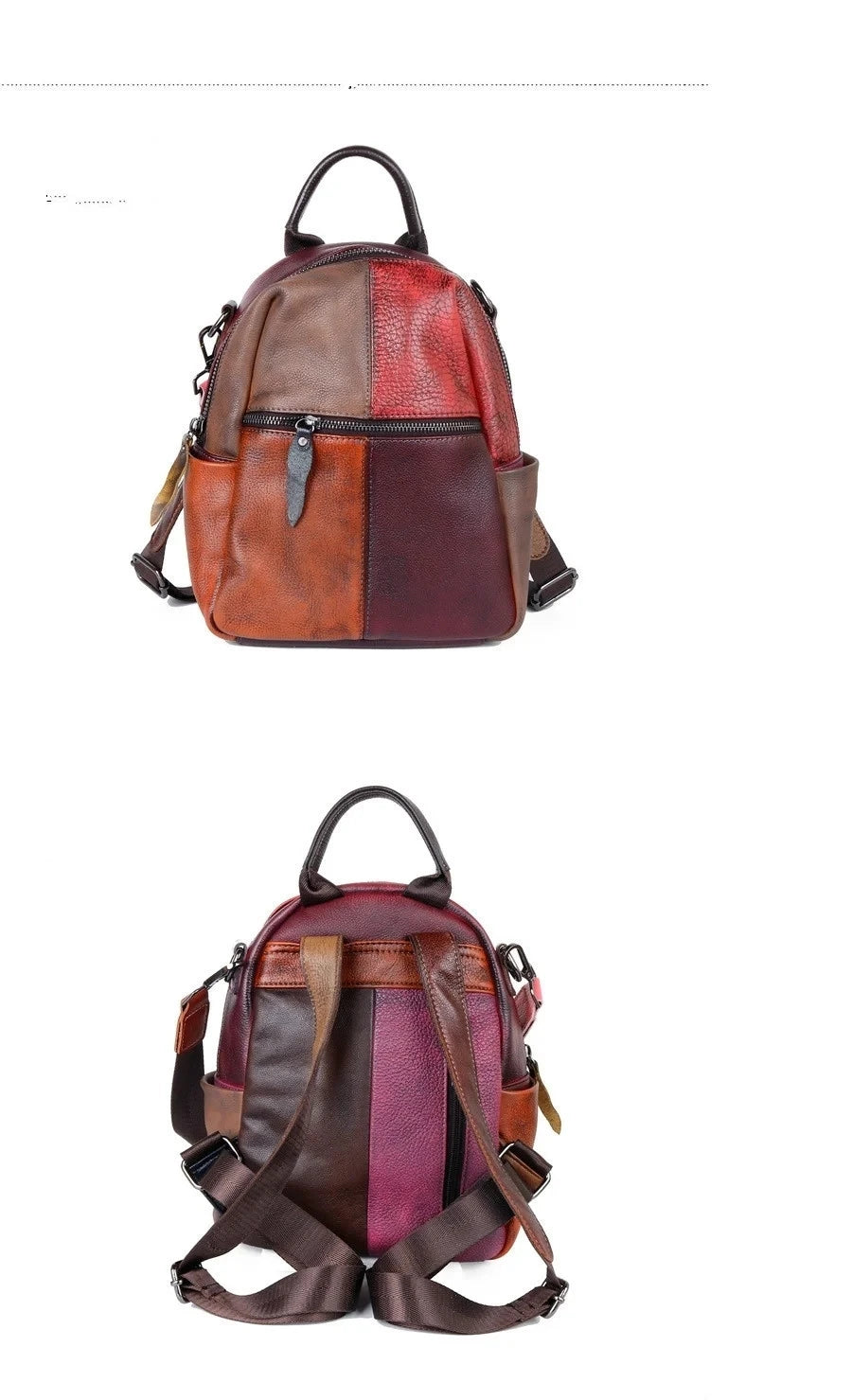 Diana Vintage Patchwork Backpack – In Premium Genuine Leather