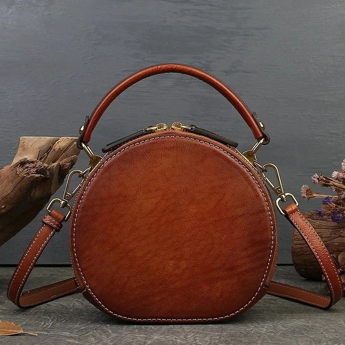 Sac rond vintage Colette – Fabriqué en cuir véritable de première qualité
