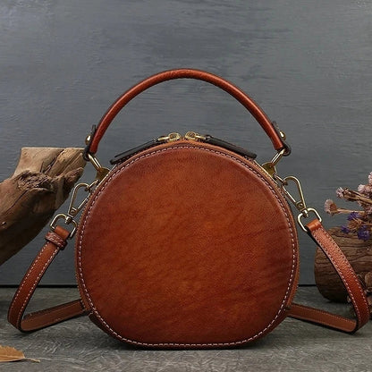 Sac rond vintage Colette – Fabriqué en cuir véritable de première qualité