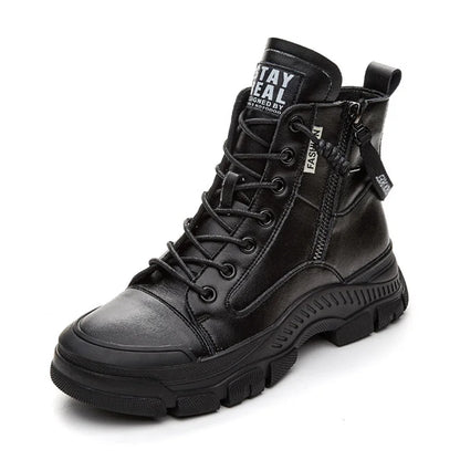 GKTINOO Botas Femininas Couro Genuíno Solado Grosso Estilo