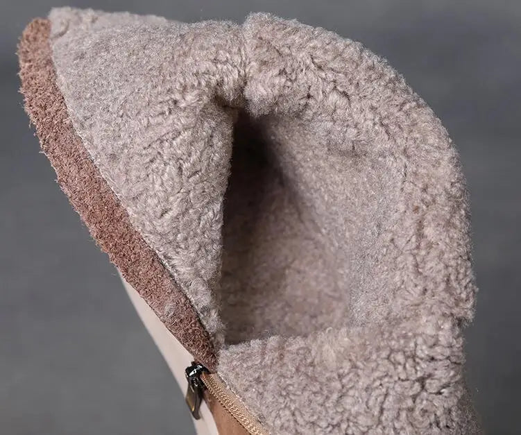Botas Femininas Inverno Couro Genuíno Lã Plataforma
