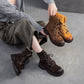 Botas de Couro Femininas Cano Médio Salto Quadrado