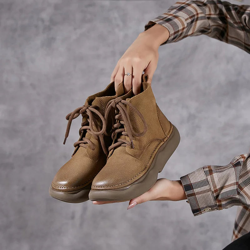 Bota Feminina Genuíno Sola Grossa Dedos Largos