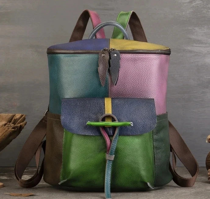 Sac à dos vintage Aurora Patch – Fabriqué en cuir véritable de première qualité 