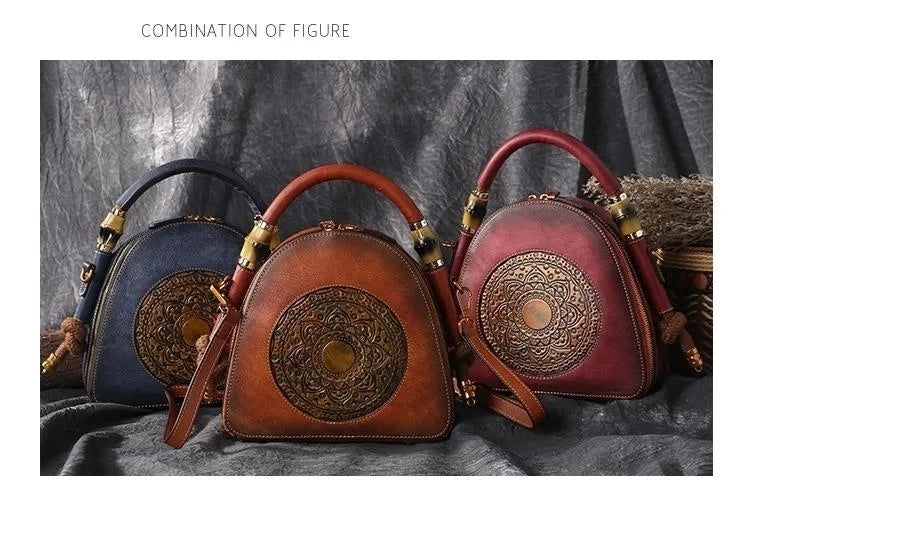 Mei Vintage Oriental Shell Bag - In Premium Genuine Leather