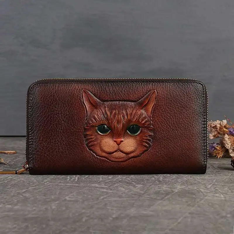 Carteira Gato Luna Vintage – Em Couro Genuíno Premium