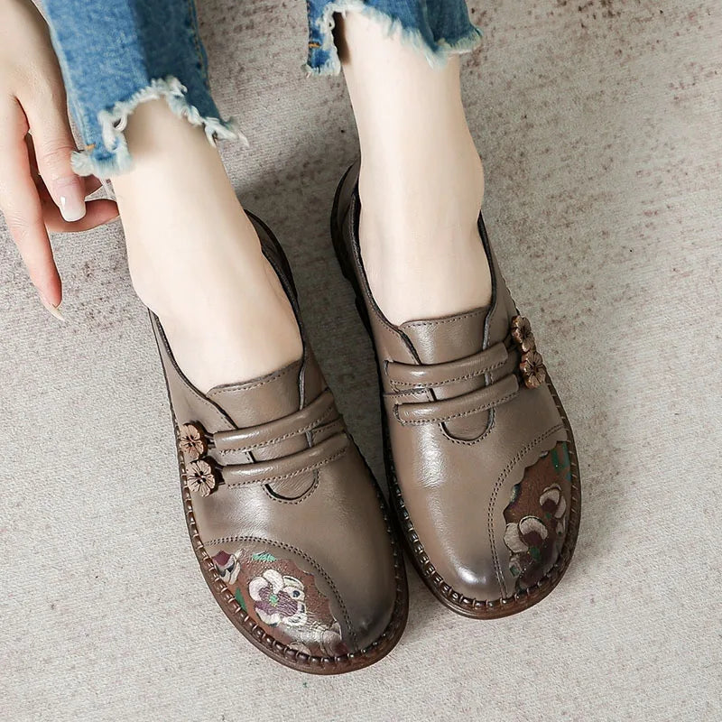 GKTINOO Mocassim Feminino Couro Genuíno Confortável Casual