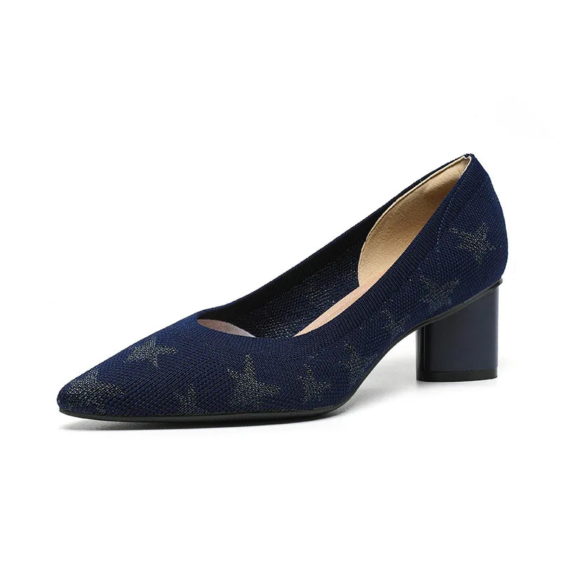Camelia Beige - Two-Tone Mid-Heel Shoe with Contrast Toe