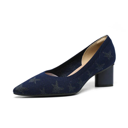 Camelia Beige - Two-Tone Mid-Heel Shoe with Contrast Toe