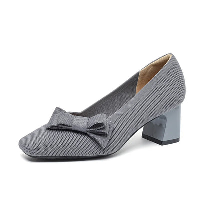 Amélia Violet - Medium Heel Shoe with Elegant Bow