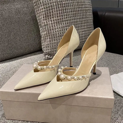 Victoria Pearl - Sapatos de Salto Elegantes com Pérolas e Cristais