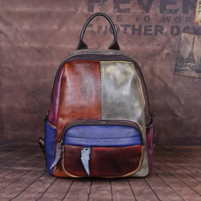 Diana Vintage Patchwork Backpack – In Premium Genuine Leather