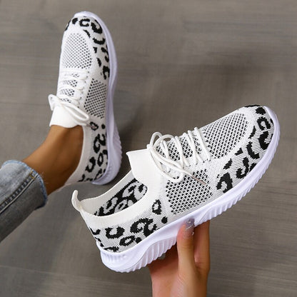 Chaussures de tennis semi-orthopédiques pour femmes à motif léopard