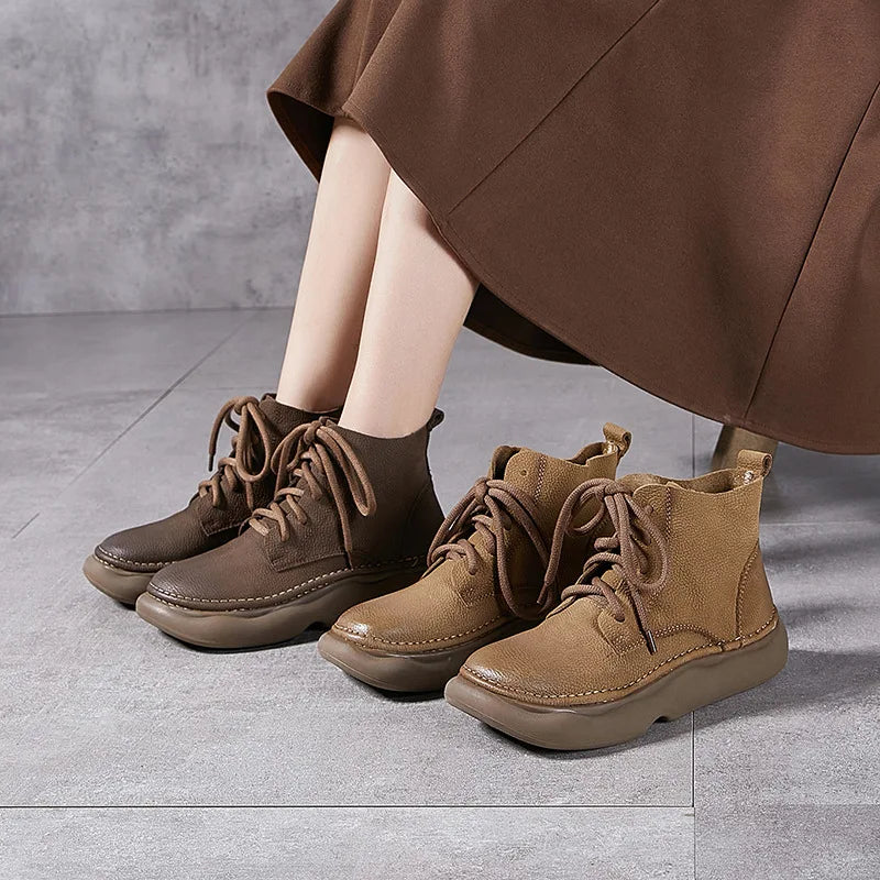 Bota Feminina Genuíno Sola Grossa Dedos Largos