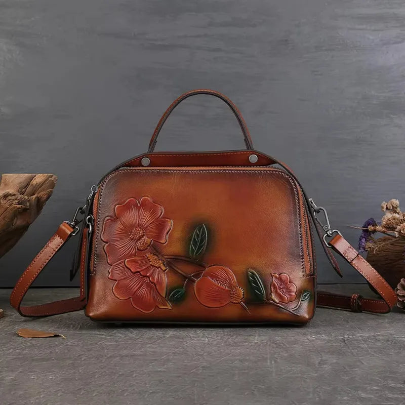 Sac Verona Vintage – Cuir véritable avec gaufrage artisanal