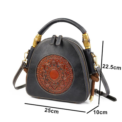 Mei Vintage Oriental Shell Bag - In Premium Genuine Leather