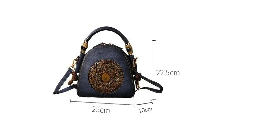 Mei Vintage Oriental Shell Bag - In Premium Genuine Leather