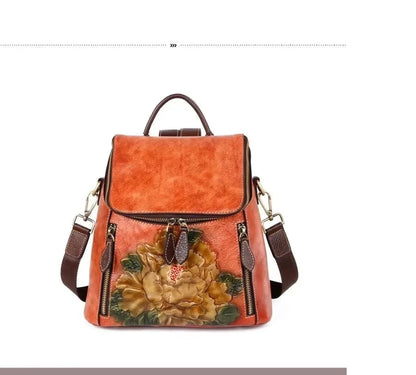 Matilde Vintage Floral Backpack - In Premium Genuine Leather
