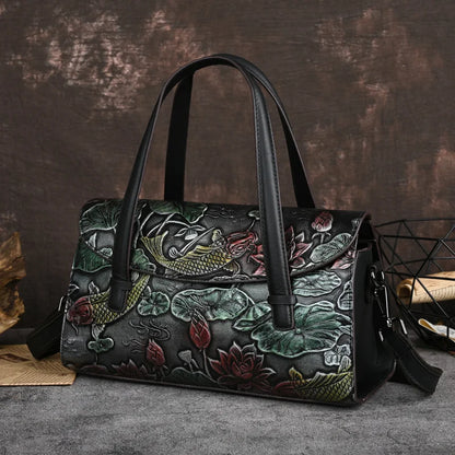 Sac vintage oriental en jade – Fabriqué en cuir véritable de qualité supérieure 