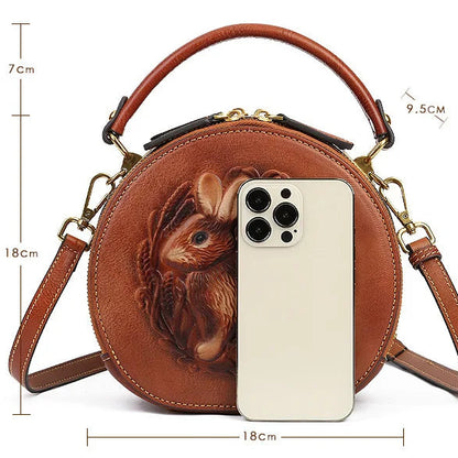 Sac rond vintage Colette – Fabriqué en cuir véritable de première qualité