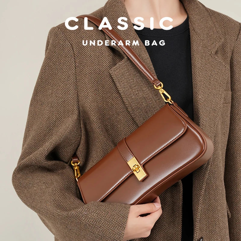 Bolsa Baguete "Clássica Lux Couro Genuíno"