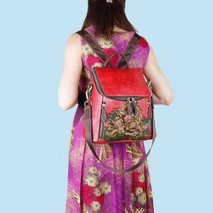 Matilde Vintage Floral Backpack - In Premium Genuine Leather