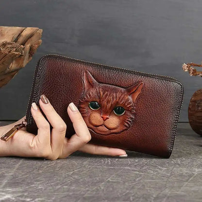 Carteira Gato Luna Vintage – Em Couro Genuíno Premium