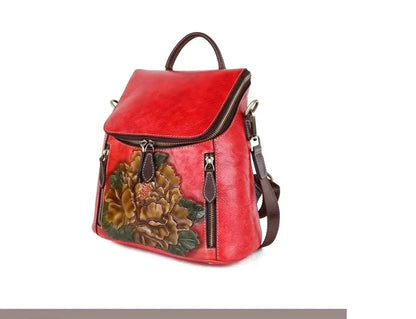 Matilde Vintage Floral Backpack - In Premium Genuine Leather