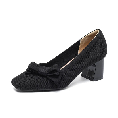 Amélia Violet - Medium Heel Shoe with Elegant Bow