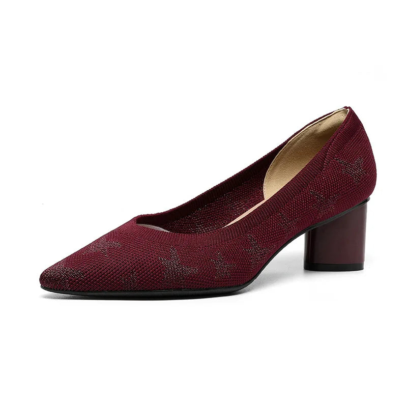 Camelia Beige - Two-Tone Mid-Heel Shoe with Contrast Toe