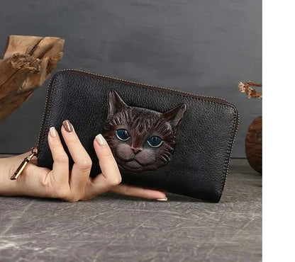 Carteira Gato Luna Vintage – Em Couro Genuíno Premium