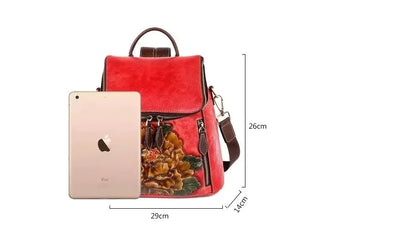 Matilde Vintage Floral Backpack - In Premium Genuine Leather
