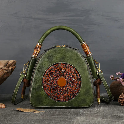 Mei Vintage Oriental Shell Bag - In Premium Genuine Leather